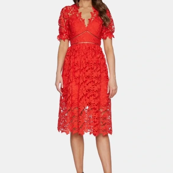 Bardot | Dresses | Bardot Lace Fit Flare Mindi Dress Medium Size 8 |  Poshmark